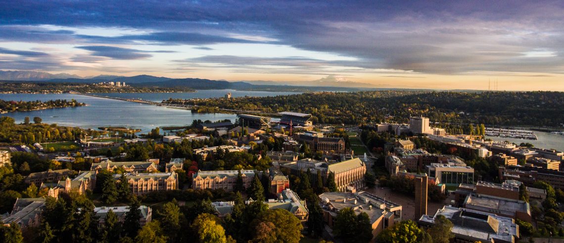 Aerial shot of the University of Washington campus in Seattle