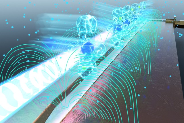 Researchers excite Rubidium atoms to high-energy Rydberg states. The atoms interact strongly with the circuit's electric fields, allowing detection and demodulation of any signal received into the circuit. 